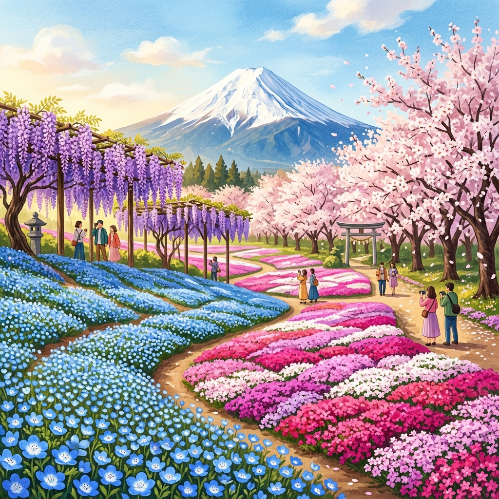 GWに見頃を迎えるネモフィラ・大藤・芝桜などの花の名所