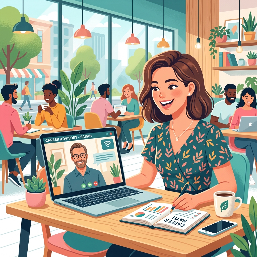 転職エージェントの担当者とオンラインで無料のキャリア相談をしている風景c