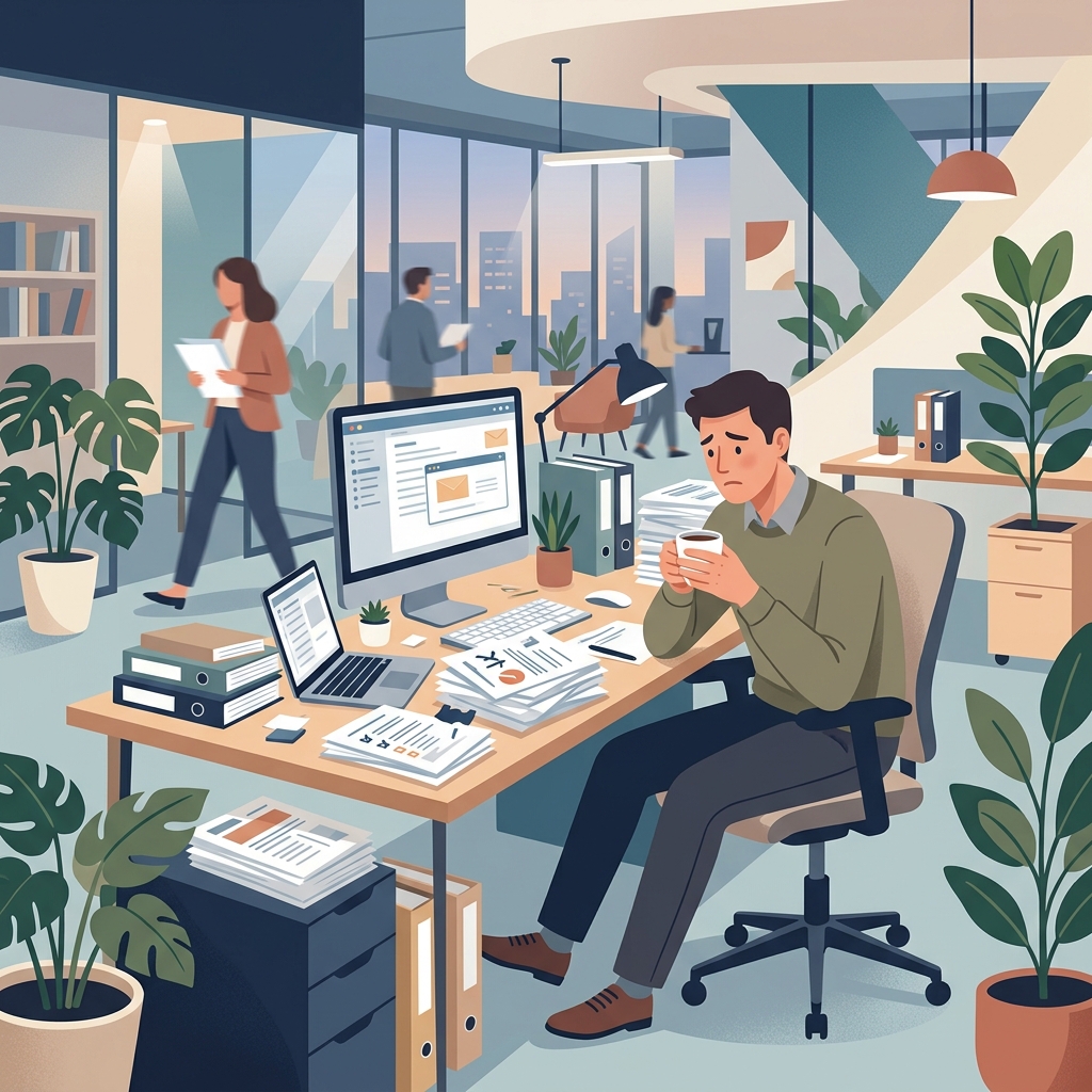 4月の人事異動で合わない部署に配属され、異動ブルーになって悩む会社員