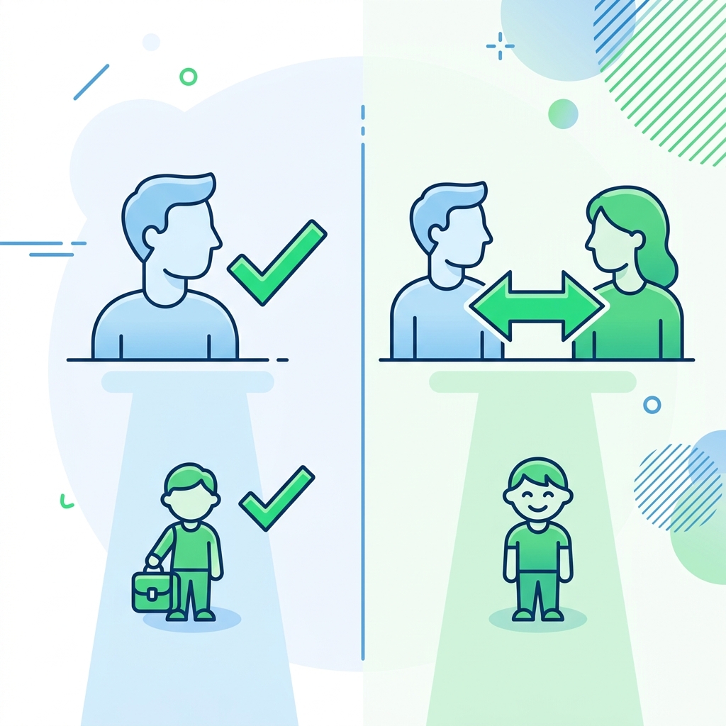 共同親権と単独親権の違いを表した図解